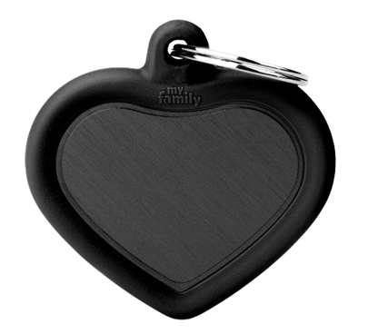 Placa De Identificación En Forma De Corazón, Aluminio Con Orilla De Goma, Grabado Incluido