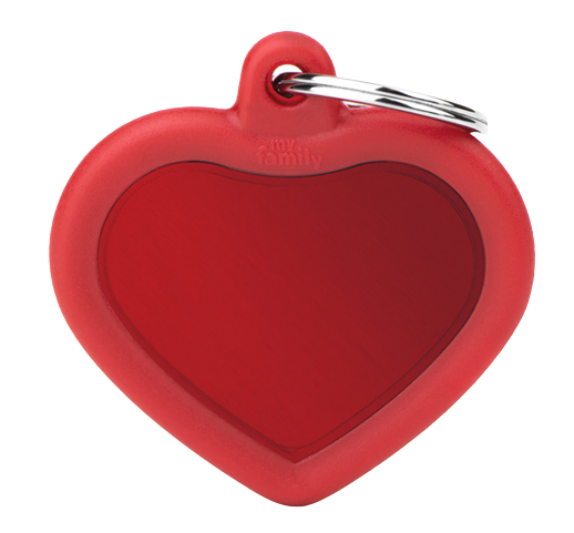 Placa De Identificación En Forma De Corazón, Aluminio Con Orilla De Goma, Grabado Incluido