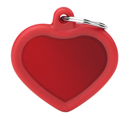Placa De Identificación En Forma De Corazón, Aluminio Con Orilla De Goma, Grabado Incluido