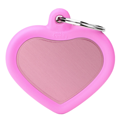 Placa De Identificación En Forma De Corazón, Aluminio Con Orilla De Goma, Grabado Incluido