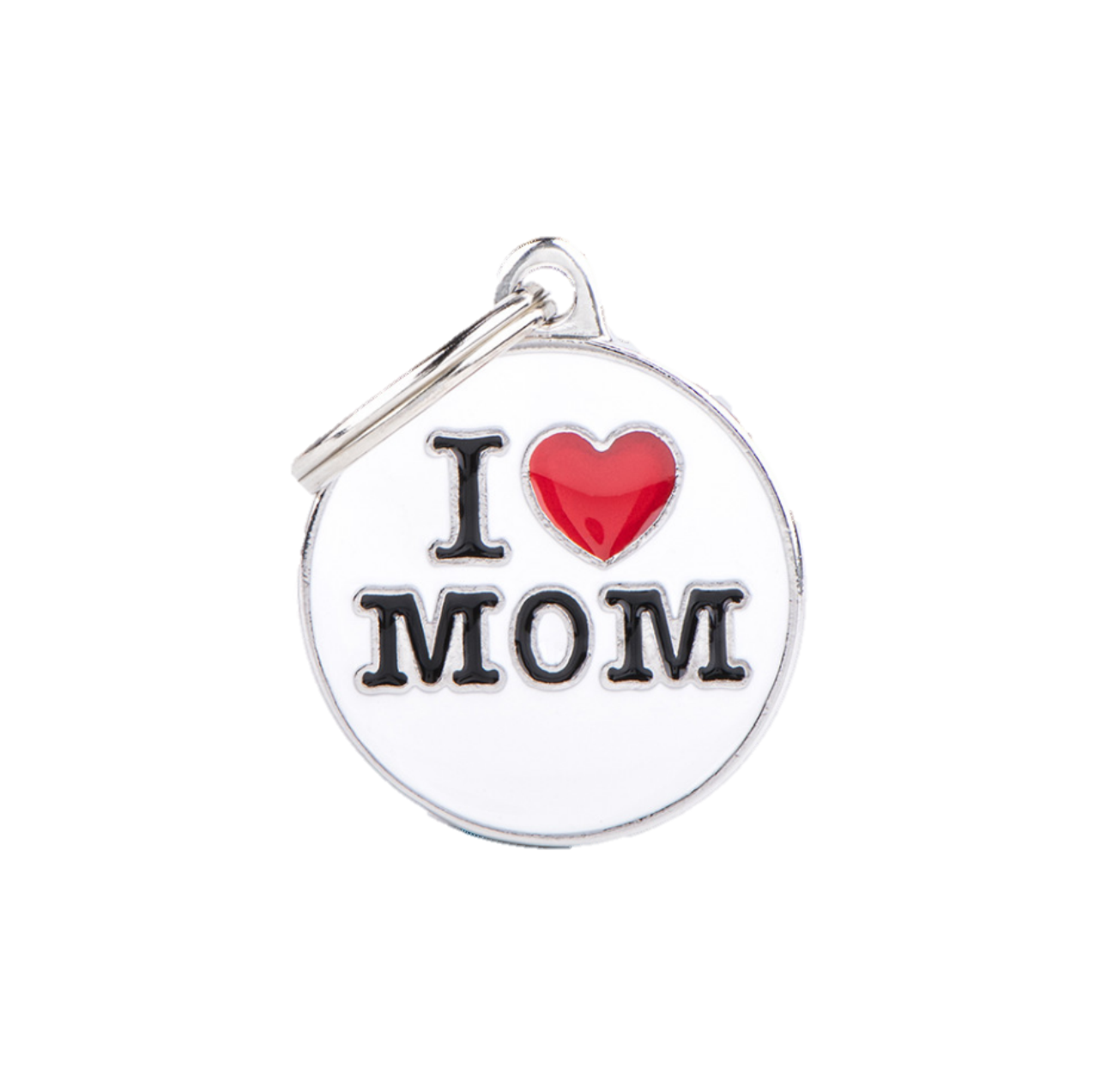 Placa De Identificación En Forma Circular "I Love Mom", Grabado Incluido