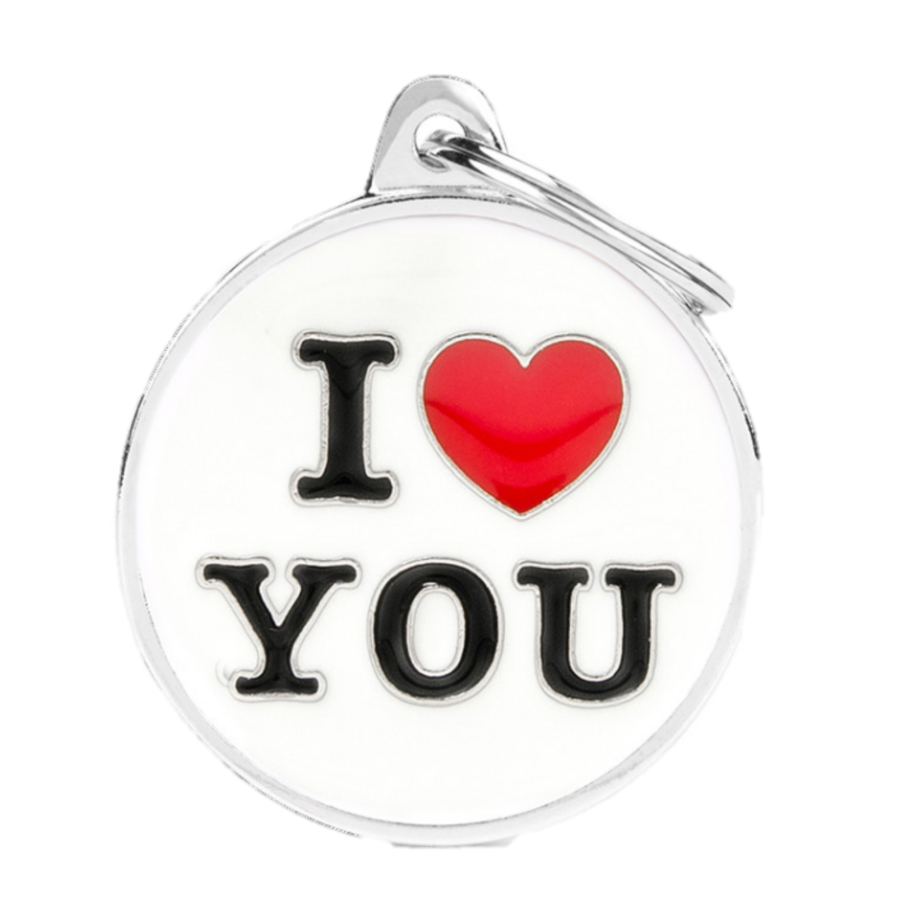 Placa De Identificación En Forma Circular "I Love You", Grabado Incluido