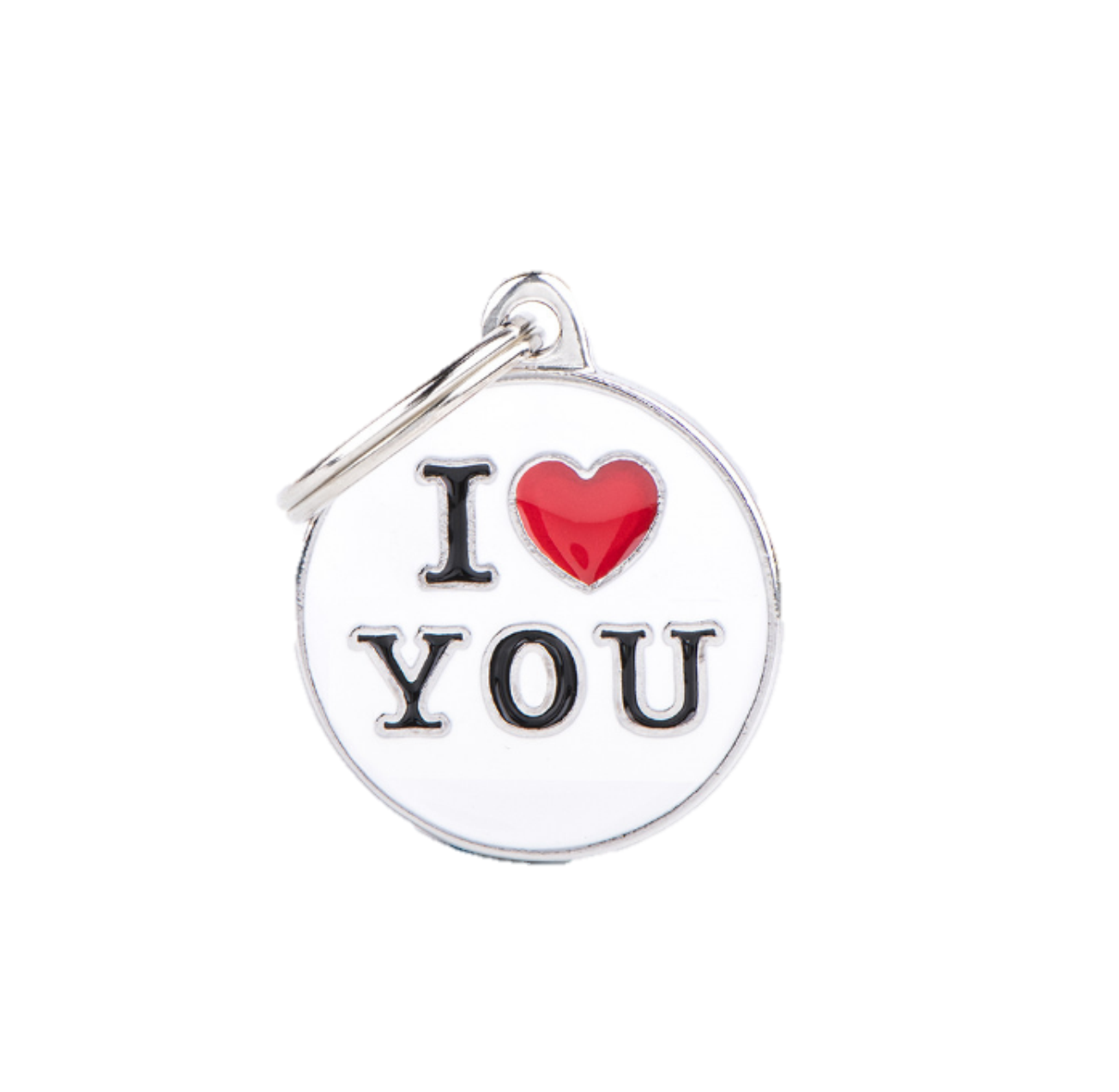 Placa De Identificación En Forma Circular "I Love You", Grabado Incluido