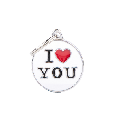 Placa De Identificación En Forma Circular "I Love You", Grabado Incluido