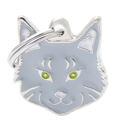 Placa De Identificación En Forma De Gato Maine Coon, Grabado Incluido
