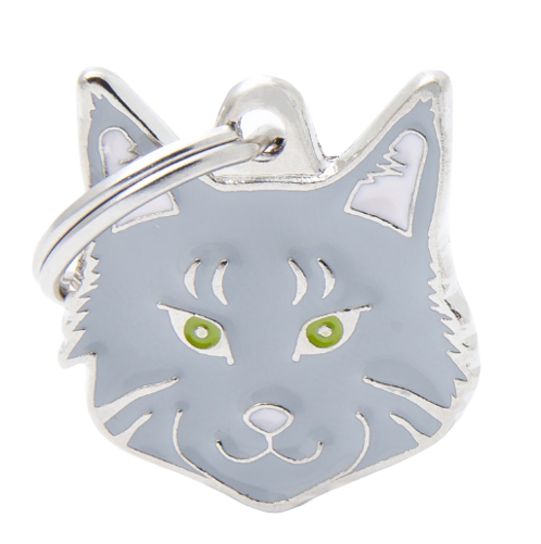 Placa De Identificación En Forma De Gato Maine Coon, Grabado Incluido