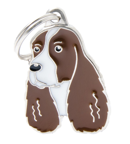 Placa De Identificación En Forma De Perro Springer Spaniel, Grabado Incluido