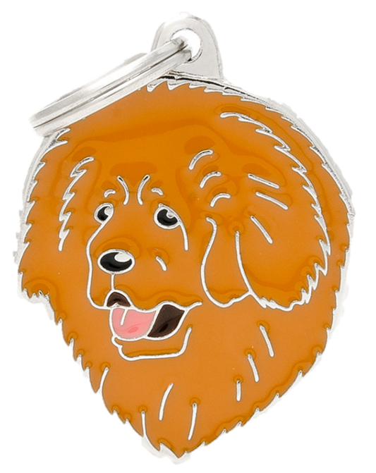 PLACA DE IDENTIFICACIÓN EN FORMA DE PERRO DOGO DEL TIBET, GRABADO INCLUIDO
