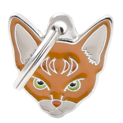 PLACA DE IDENTIFICACIÓN EN FORMA DE GATO ABISINIO, GRABADO INCLUIDO