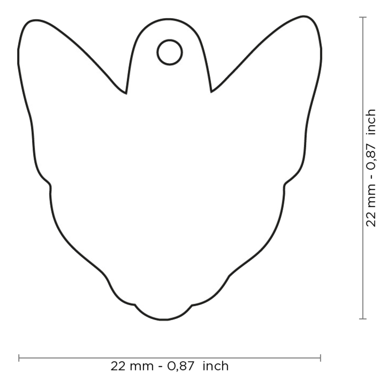 PLACA DE IDENTIFICACIÓN EN FORMA DE GATO ABISINIO, GRABADO INCLUIDO
