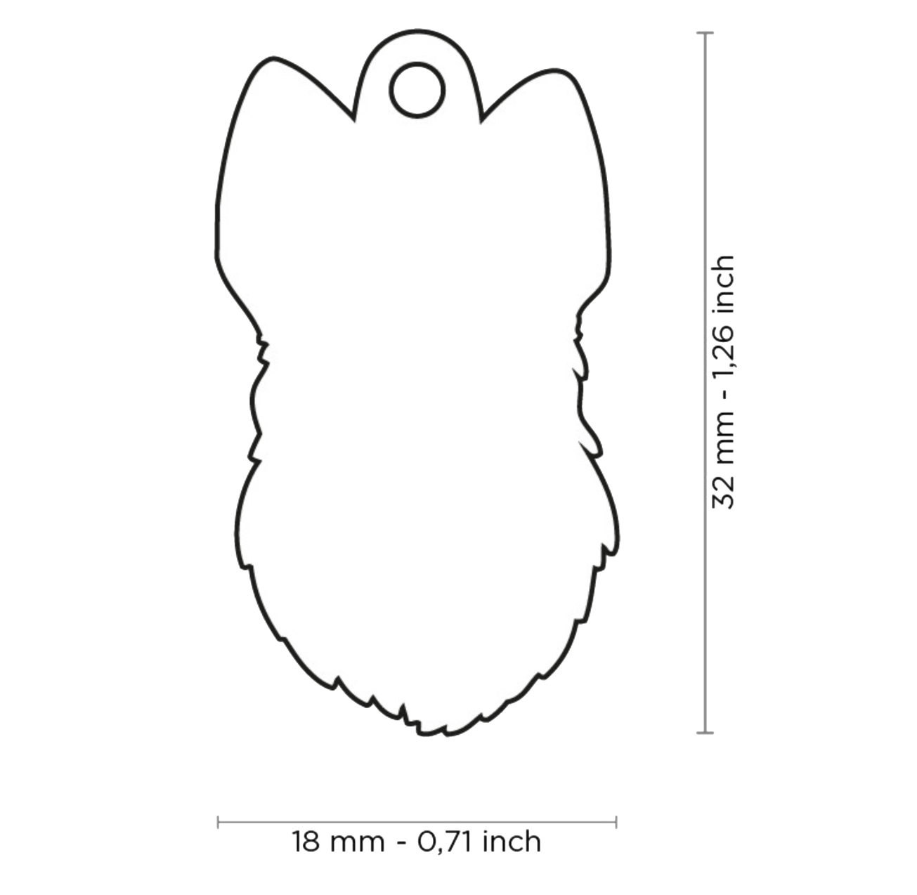 PLACA DE IDENTIFICACIÓN EN FORMA DE PERRO TERRIER ESCOCÉS, GRABADO INCLUIDO